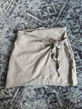 TOBI Wrap-Front Mini Skirt in Light Green